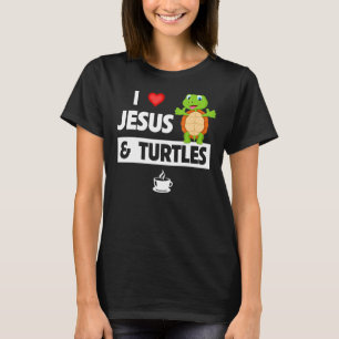 Camiseta Eu amo Jesus e tartarugas Igreja Cristã Tortoise