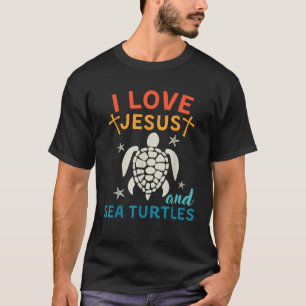 Camiseta Eu amo Jesus e tartarugas marinhas Tortoise Sea An