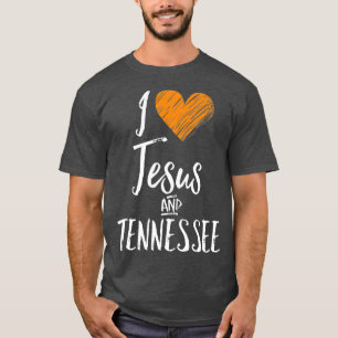 Camiseta Eu Amo Jesus E Tennessee Orange Heart Cute