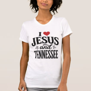 Camiseta Eu Amo Jesus e Tennessee Vintage Desenho Cristão