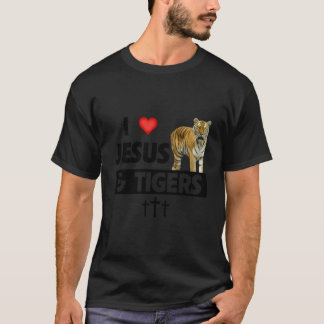 Camiseta Eu Amo Jesus E Tigres Amantes de os animais Cristã