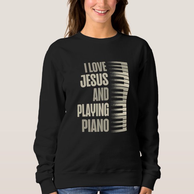 Camiseta Eu Amo Jesus E Tocar Piano Cristão Crente (Frente)
