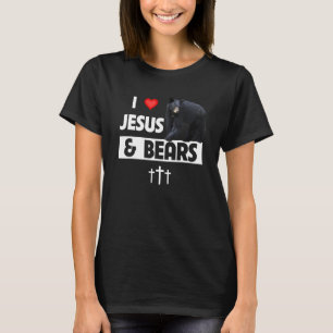 Camiseta Eu amo Jesus e ursos cristãos acampando a vida sel