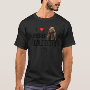 Camiseta Eu amo Jesus e ursos cristãos acampando a vida sel