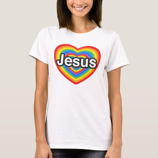 Camiseta Eu amo Jesus. Eu te amo Jesus. Coração (Frente)