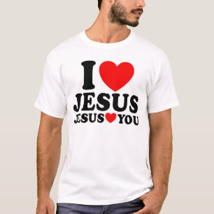 Camiseta Eu Amo Jesus Jesus Te Ama Fé Cristã Jesus