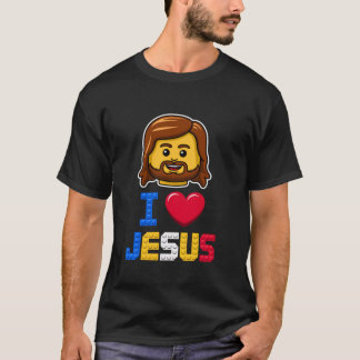 Camiseta Eu Amo Jesus Mestre Construtor Construindo Tijolos