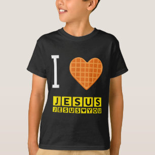 Camiseta Eu Amo Jesus Waffle Heart Engraçado Christian Brea