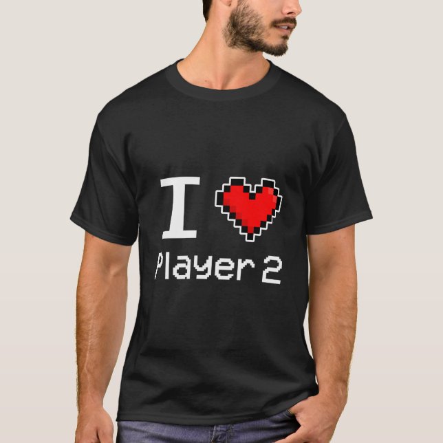 Camiseta Eu Amo Jogador 2 Pixel Ele Gamer (Frente)