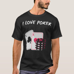 Camiseta Eu Amo Jogo de Cartas de Pôquer