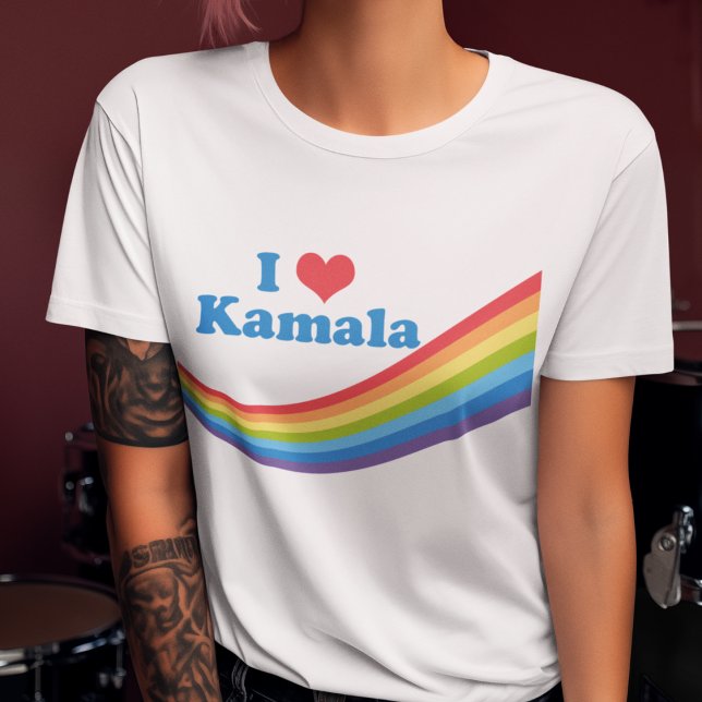 Camiseta Eu Amo Kamala Cute Election Rainbow (Criador carregado)
