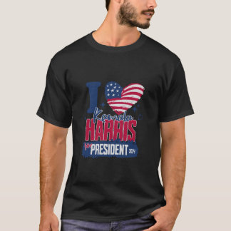 Camiseta Eu Amo Kamala Harris 2024 Para O Presidente EUA Fl