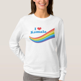 Camiseta Eu Amo Kamala Rainbow Cute Election Long Sleeve