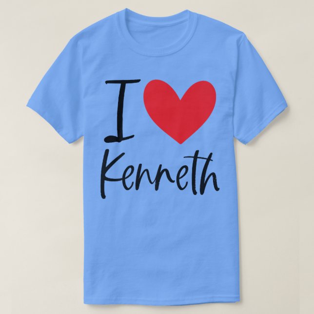 Camiseta Eu amo Kenneth Name Heart Personalised Men Cara BF (Frente do Design)