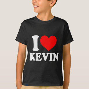 Camiseta Eu Amo Kevin, Eu Adoro Kevin, Coração Vermelho do