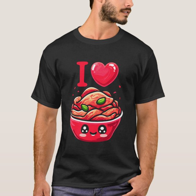 Camiseta Eu Amo Kimchi Fermentação Amante de Comida Coreana (Frente)