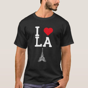 Camiseta Eu amo LA Heart Flag Los Angeles Eiffel Tower