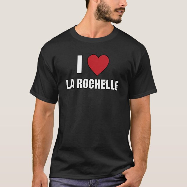 Camiseta EU AMO LA ROCHELLE França Europa com Red Love Hea (Frente)