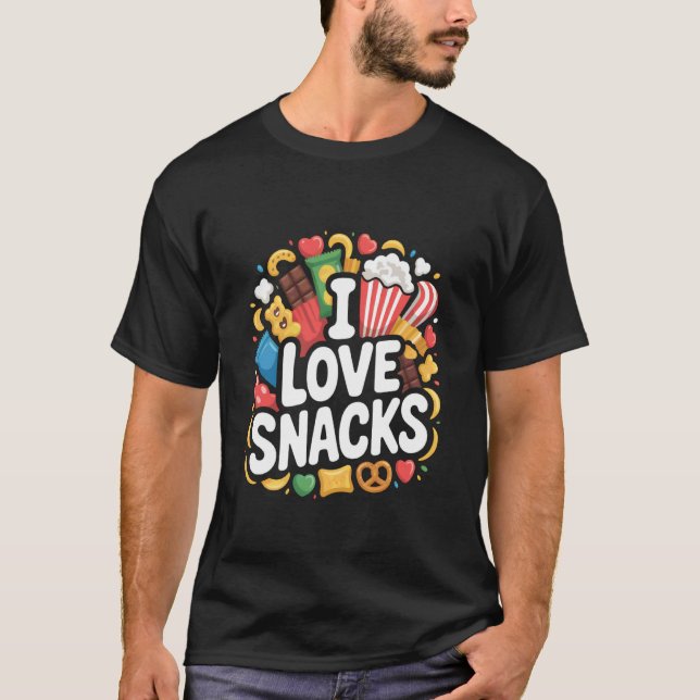 Camiseta Eu Amo Lanches Diversão Delícia dos Amantes de Com (Frente)