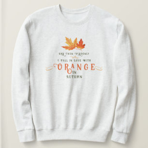 Camiseta Eu amo Laranja no Outono Folha de Outono Engraçado