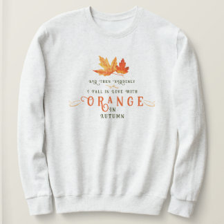 Camiseta Eu amo Laranja no Outono Folha de Outono Engraçado