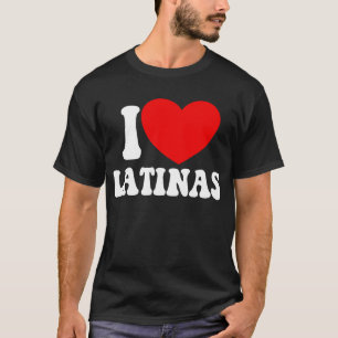 Camiseta Eu amo latinas corações vermelhos latinas latinas