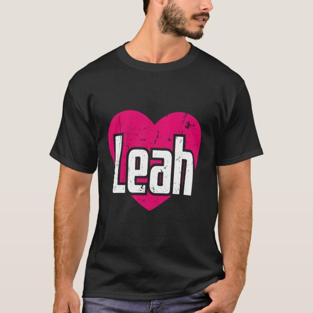 Camiseta Eu Amo Leah Primeiro Nome I he Leah (Frente)
