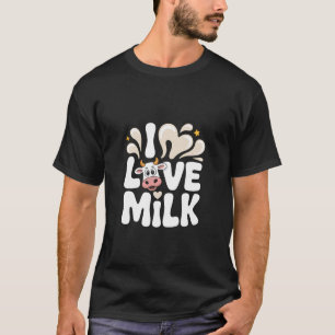Camiseta Eu Amo Leite Amante de Vaca Fofa Declaração Excênt