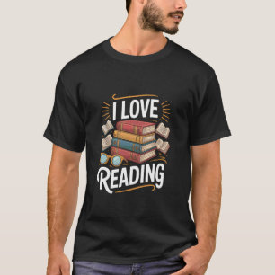 Camiseta Eu Amo Ler Pilha de Livros Entusiasta