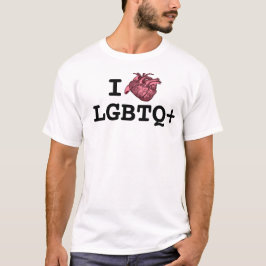 Camiseta Eu Amo LGBTQ+ coração anatomicamente correto