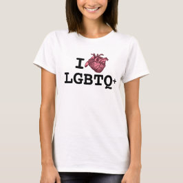 Camiseta Eu Amo LGBTQ+ coração anatomicamente correto