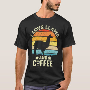 Camiseta Eu Amo Lhama E Café Lhamas Retro Vintage Alpaca