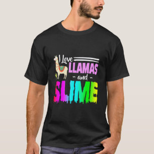 Camiseta Eu Amo Lhamas E Slime Rosa Arco-Íris Para Mulheres