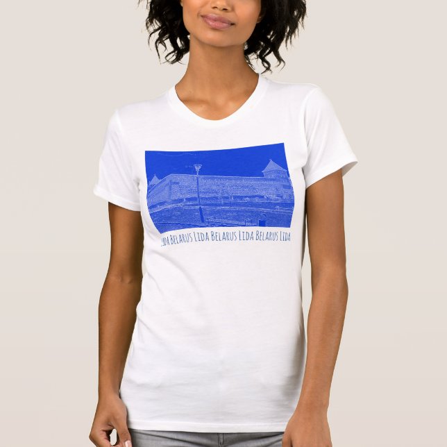 Camiseta Eu Amo Lida Belarus Architecture Castle Sketch (Frente)