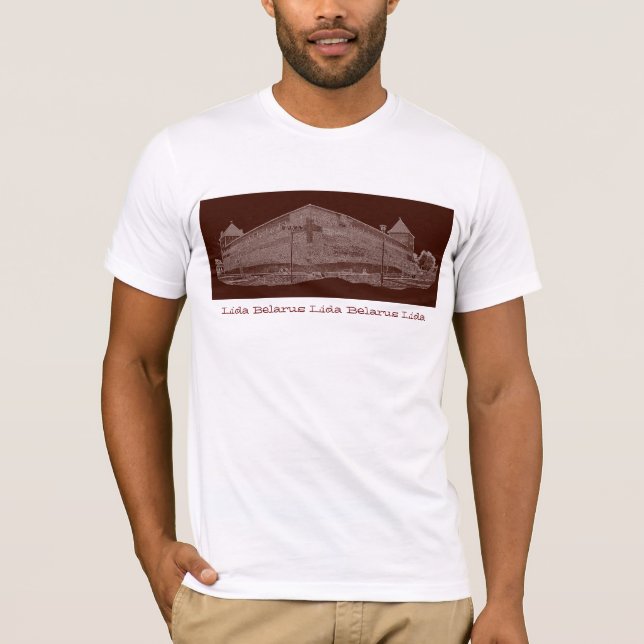 Camiseta Eu Amo Lida Belarus Architecture Castle Sketch (Frente)