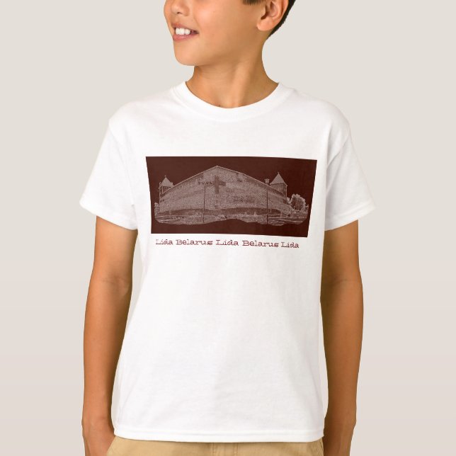 Camiseta Eu Amo Lida Belarus Architecture Castle Sketch (Frente)