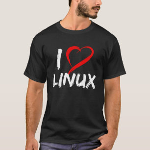 Camiseta Eu Amo Linux com Coração Pinguim Tux Os de Código 