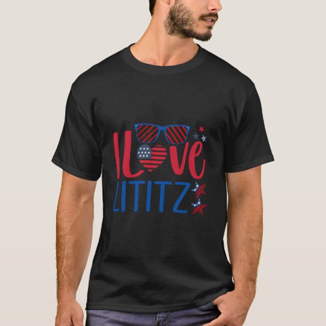 Camiseta Eu Amo Lititz Quatro 4 De Julho 2023 (Frente)