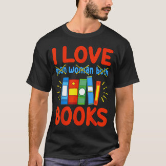 Camiseta Eu Amo Livros Divertido Presente de Leitor Aroace 