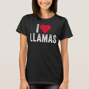 Camiseta Eu Amo Llamas Eu Coração Lhamas Garota Llama Vinta