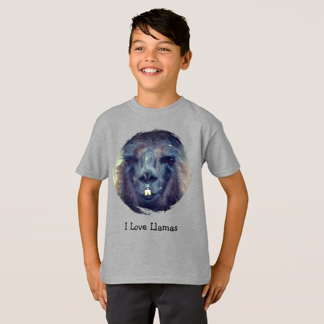 Camiseta Eu Amo Llamas Fazenda Animal  (Frente Completa)