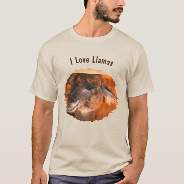 Camiseta Eu Amo Llamas Fazenda Animal (Frente)