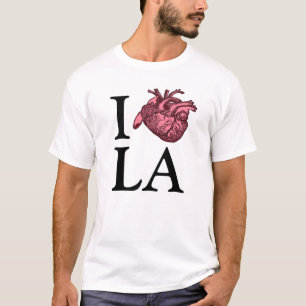 Camiseta Eu amo Los Angeles com coração anatomicamente co