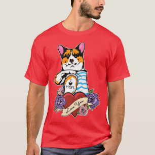 Camiseta Eu Amo Mãe Tatto Design I Funny Welsh Corgi Mãe47