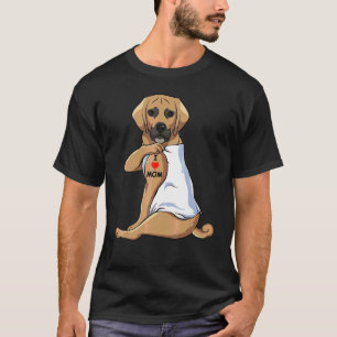 Camiseta Eu Amo Mãe Tatuagem Puggle Mãe Cachorro Mulheres