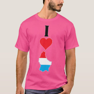 Camiseta Eu Amo Mães de Sinalizador de País Coração Vertica