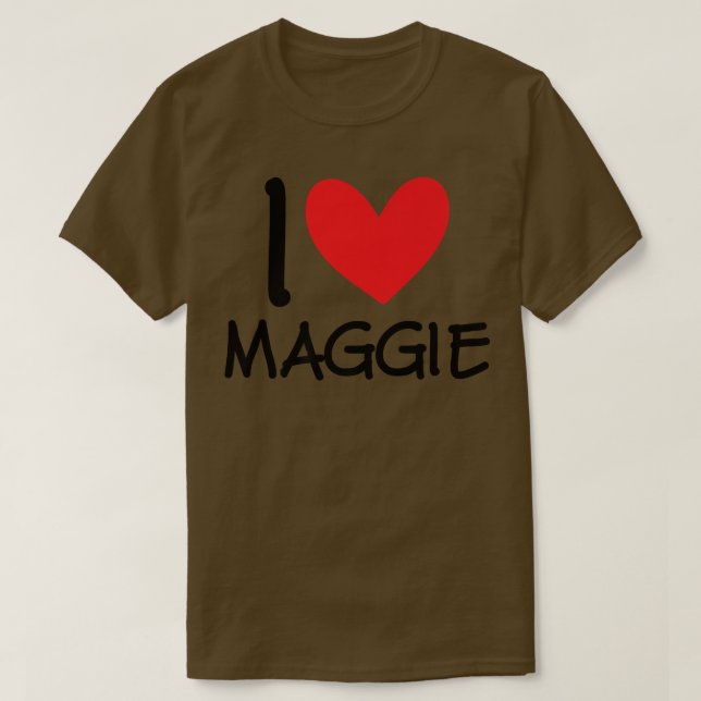 Camiseta Eu Amo Maggie Name Personalizado Girl Woman BFF Fr (Frente do Design)