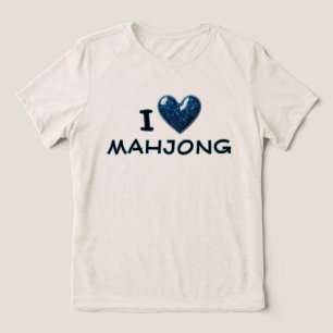 Camiseta Eu Amo Mahjong Coração Elegante Custom Mahjong