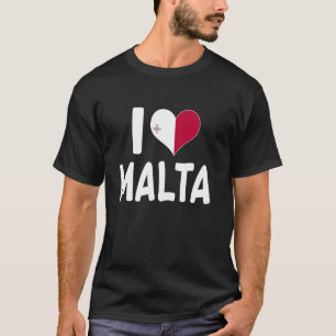 Camiseta Eu Amo Malta Coração Bandeira Maltesa