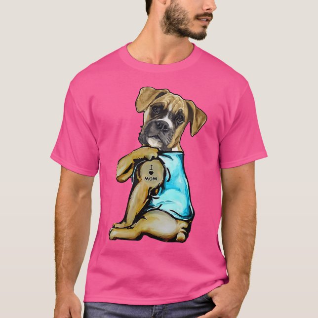 Camiseta Eu Amo Mamãe Engraçado Boxer Tatuado (Frente)